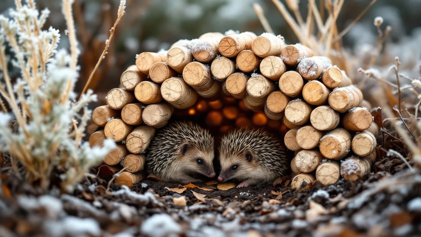 Este truque com rolhas protege os ouriços do jardim durante o inverno